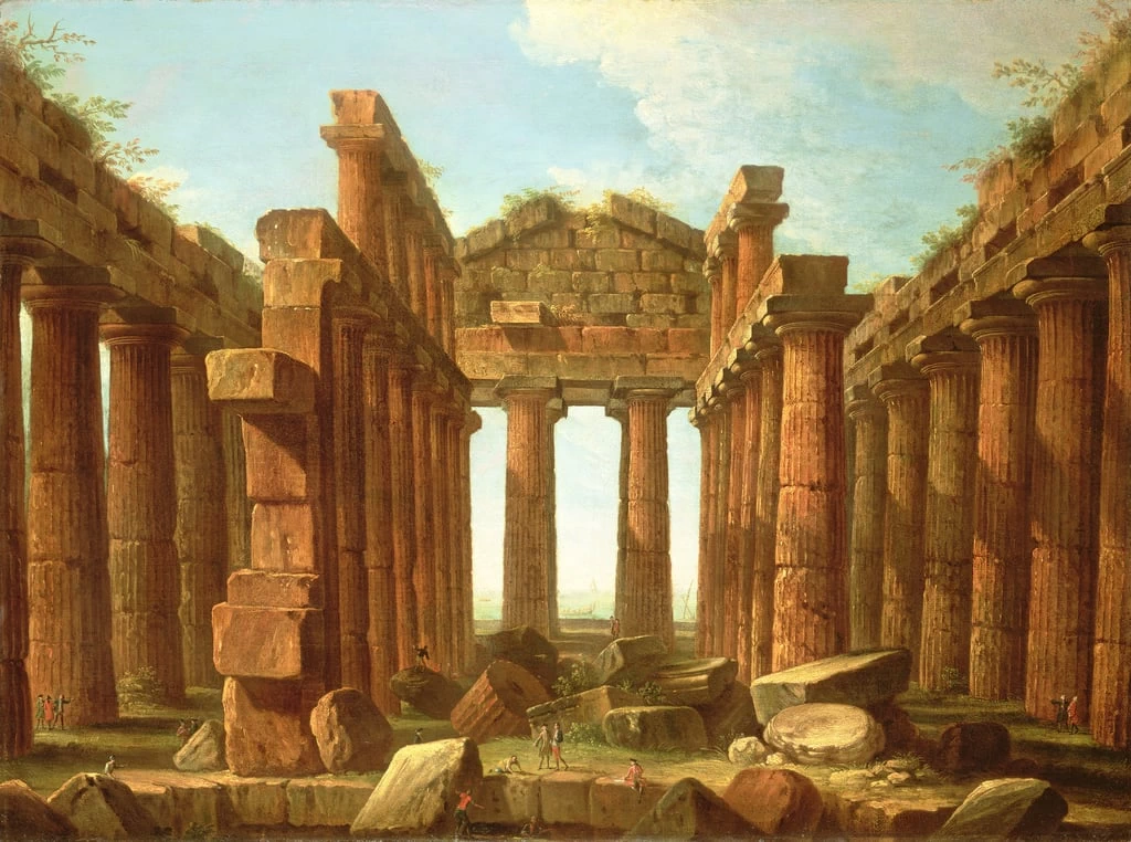 Veduta interna del tempio di Nettuno a Paestum
